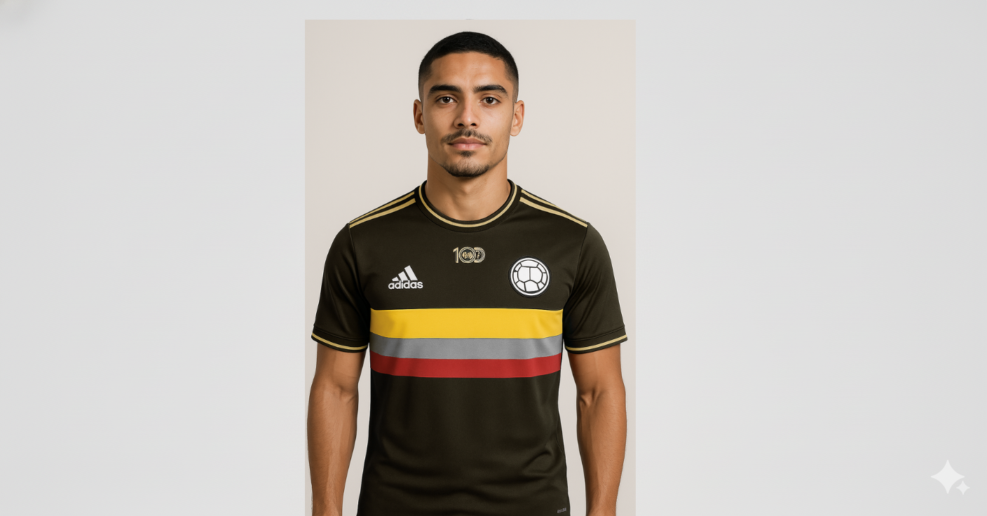 Camiseta Oficial Colombia 100 Años Negra